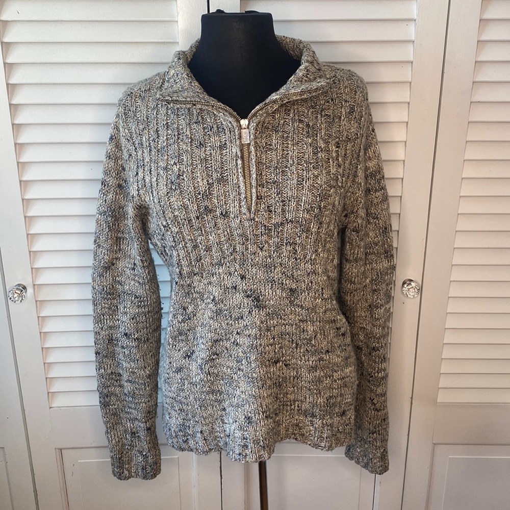 Liz & Co. Pullover 3/4 Zipper Knit Sweater